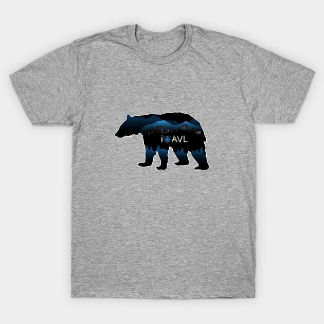 I Love AVL - Black Bear Cityscape - GreyBG 25 T-Shirt by AVL Merch